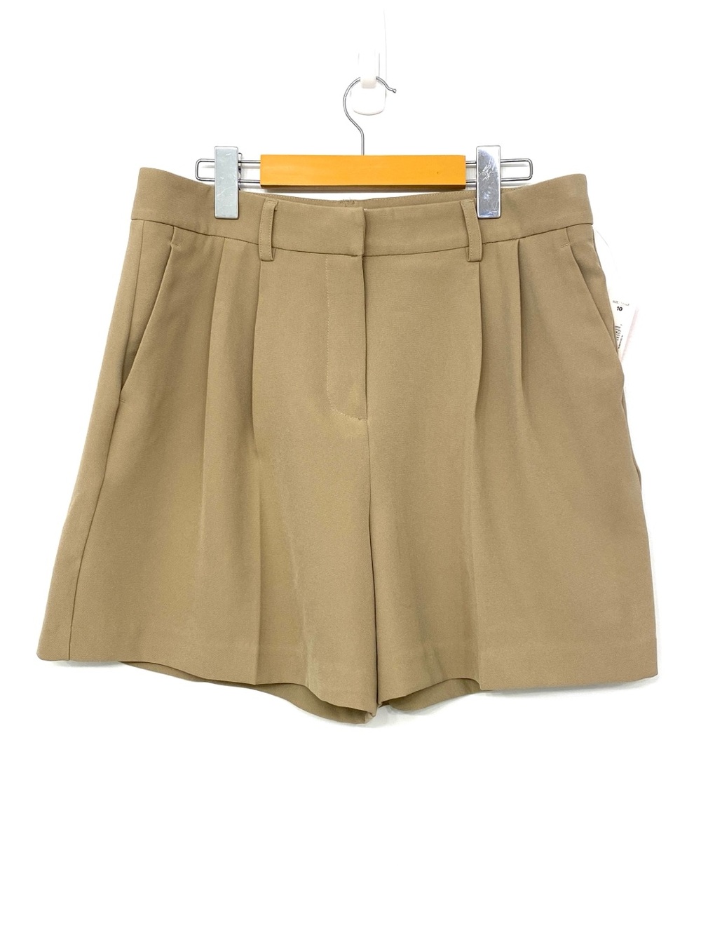 Classic Pleated Shorts Tan High Waist Size 10 NWT
